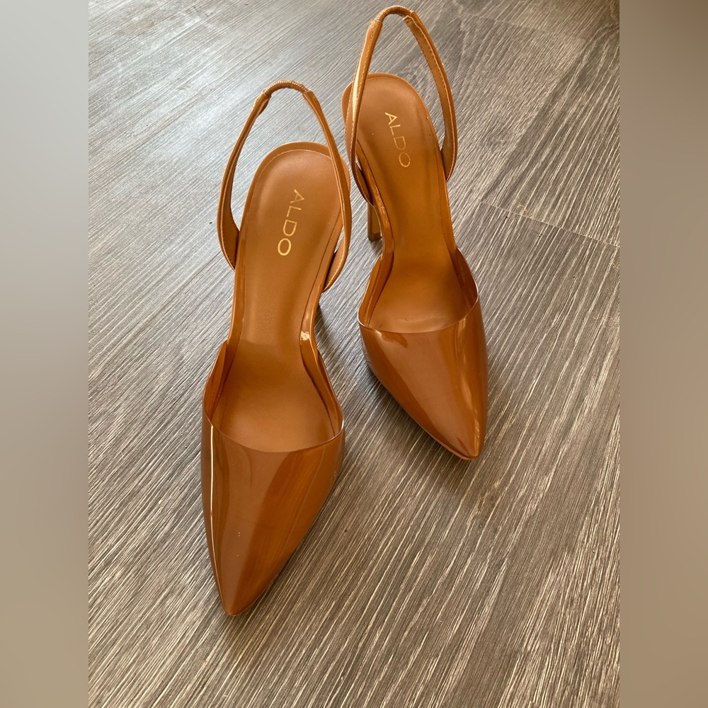 ALDO Semi-Clear Brown/Tan Heels Size 7.5